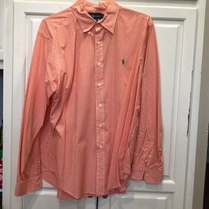 Orange plaid long sleeve button down.